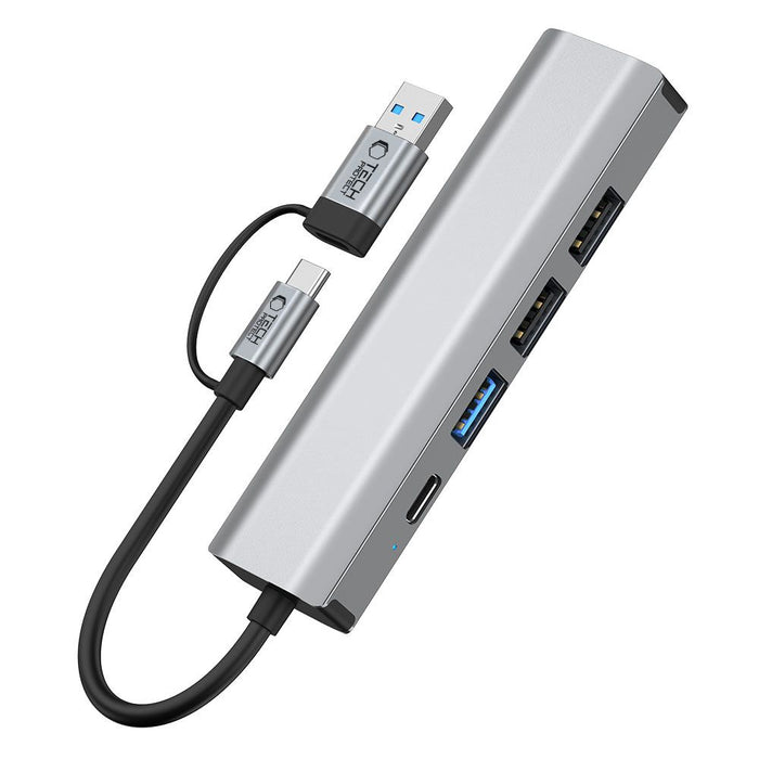 Tech-Protect HB03 HUB Adapter 5in1 USB-C + USB2.0 + USB3.0 + RJ45 - gray