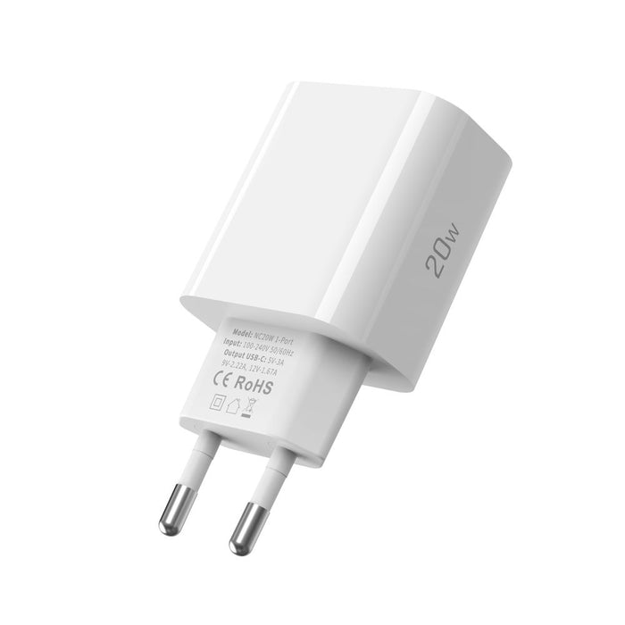 Tech-Protect NC20W PD20W USB-C wall charger with USB-C cable - white