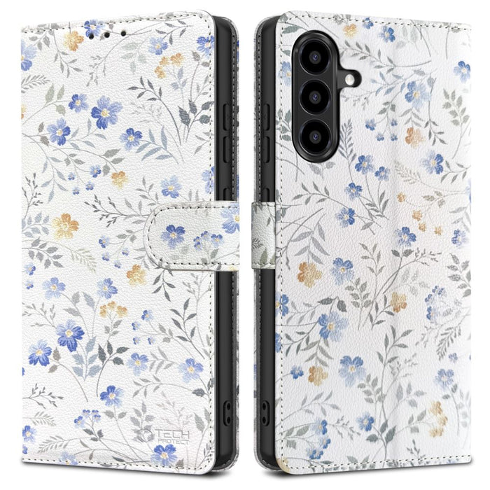 Tech-Protect Wallet Case for Samsung Galaxy A56 5G - White Daisies