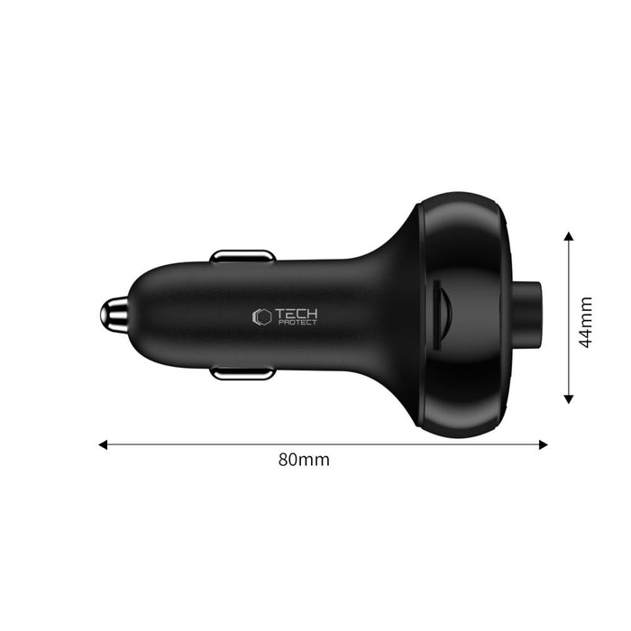 Tech-Protect CC06 3-port PD72W car charger with transmitter - black