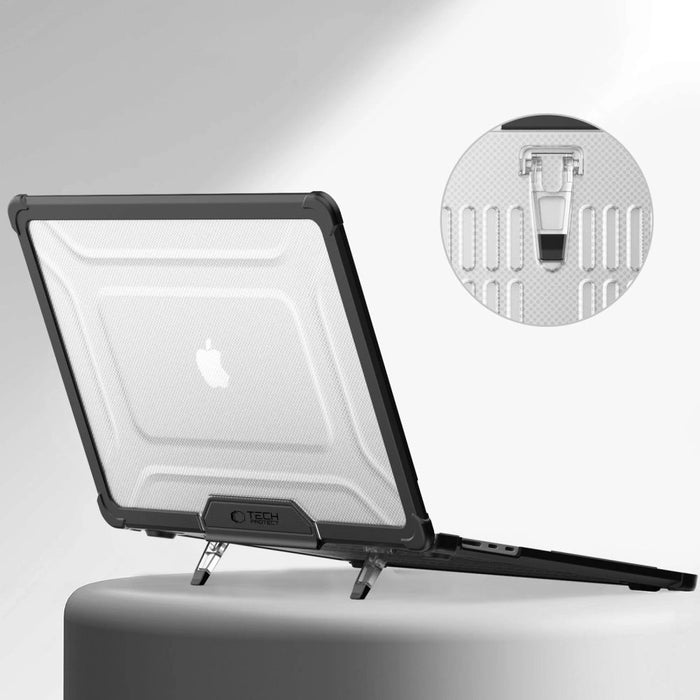 Tech-Protect SmartShell Pro case for MacBook Air 15&quot; 2023-2025 M2 / M3 / M4 - transparent and black