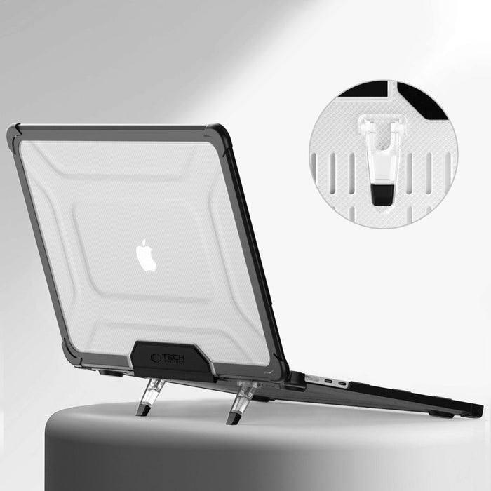 Tech-Protect SmartShell Pro case for MacBook Air 13" 2023-2025 M2 / M3 / M4 - transparent and black