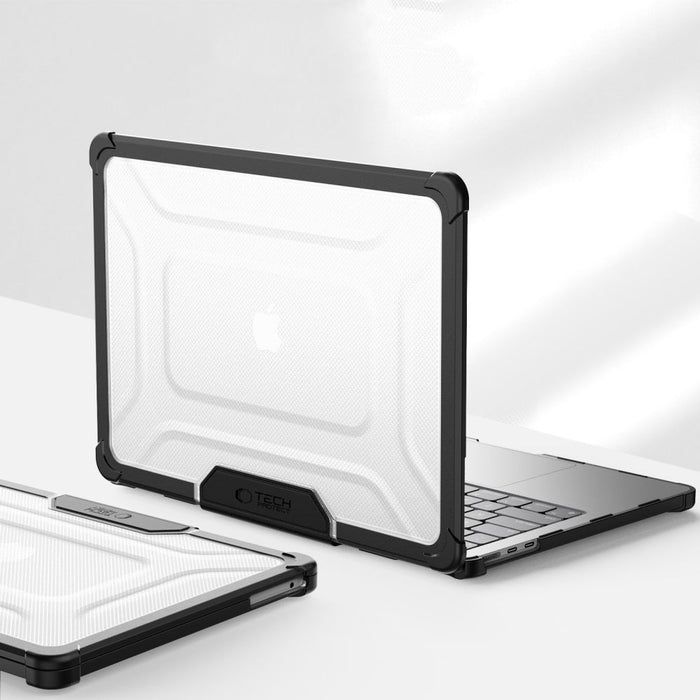 Tech-Protect SmartShell Pro case for MacBook Air 13" 2023-2025 M2 / M3 / M4 - transparent and black