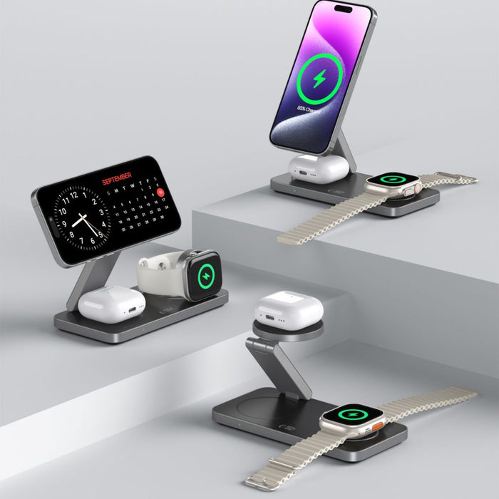 Tech-Protect QI15W-A47 MagSafe 3in1 Inductive Charger + USB-C Cable - Black