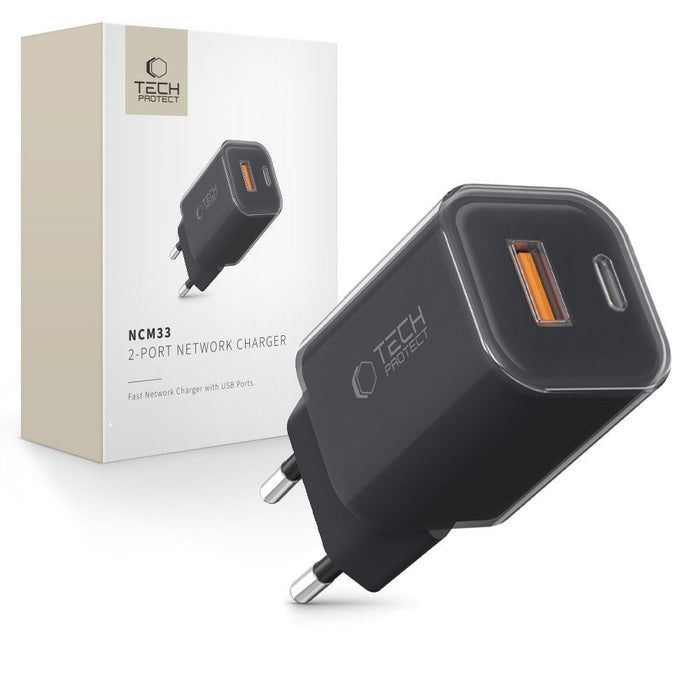 Tech-Protect NCM33W 2-port PD33W/QC3.0 wall charger - black