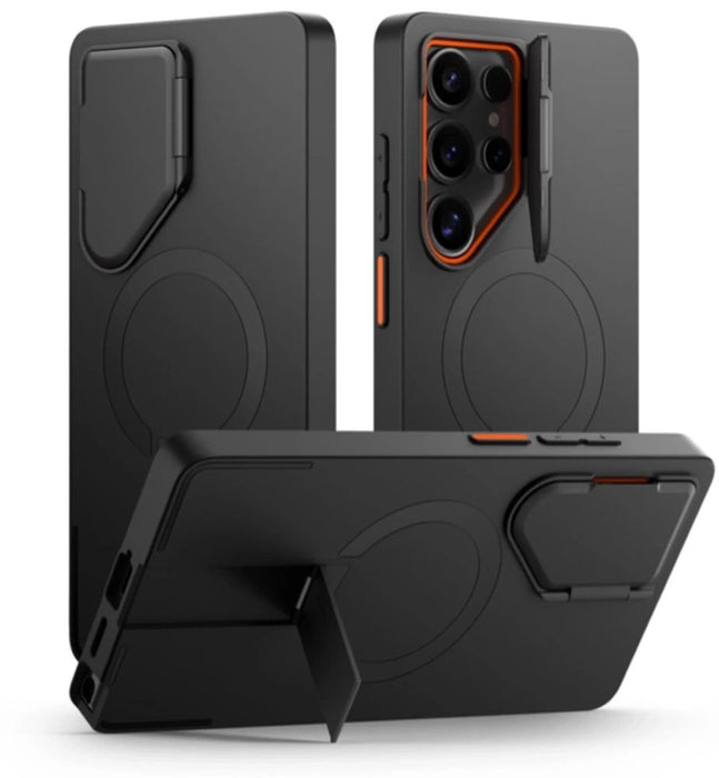 Tech-Protect Kevlar Aura MagSafe Case for Samsung Galaxy S25 Ultra - Black/Orange