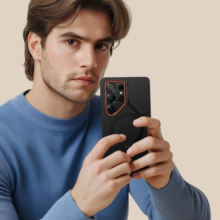 Tech-Protect Kevlar Aura MagSafe Case for Samsung Galaxy S25 Ultra - Black/Orange