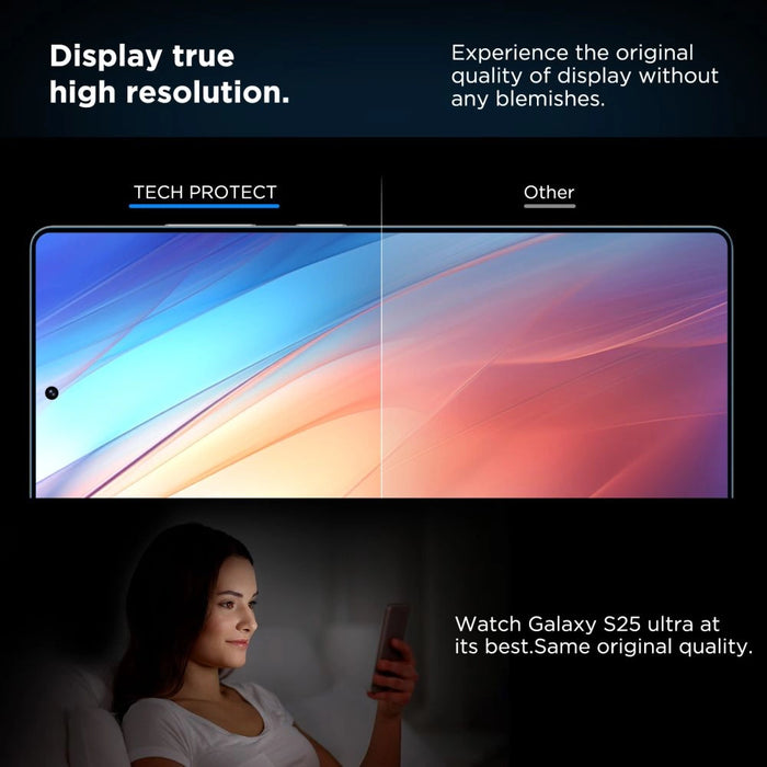 Tech-Protect Quick Set+ Tempered Glass for Samsung Galaxy S25 Ultra - Transparent