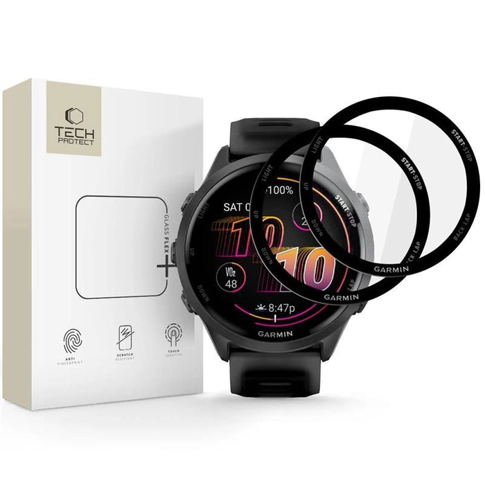 Tech-Protect Glass Flex+ 2-pack hybrid glass for Garmin Forerunner 970 / 570 47 mm - black