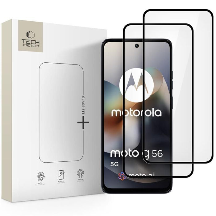 Tech-Protect Glass Fit+ 2-pack tempered glass for Motorola Moto G56 5G - black