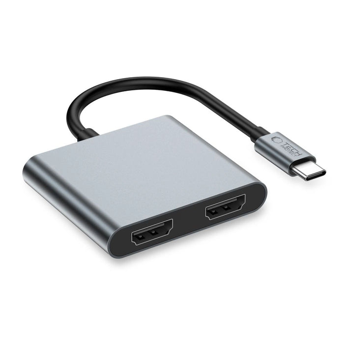 Tech-Protect HB08 4in1 USB-C + USB2.0 + 2 x HDMI 4K 60HZ adapter - gray