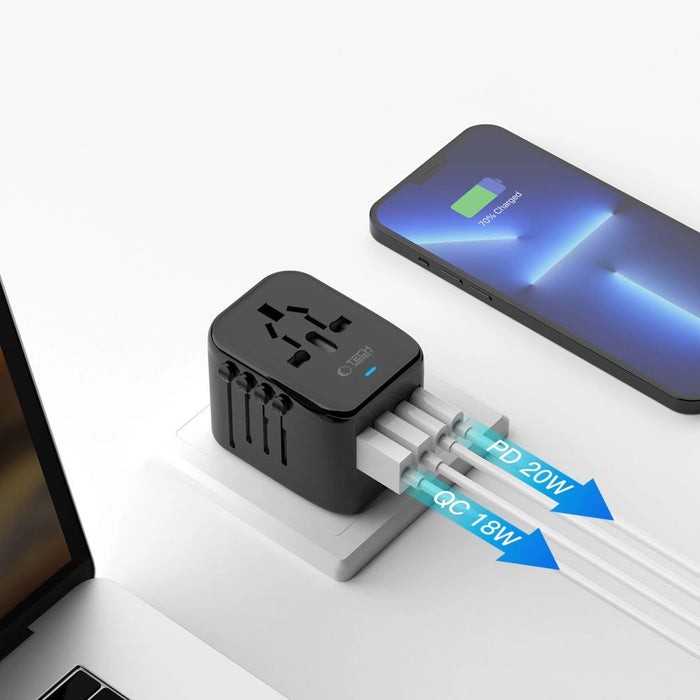 Tech-Protect TA200 EU / UK / US / AU adapter - black