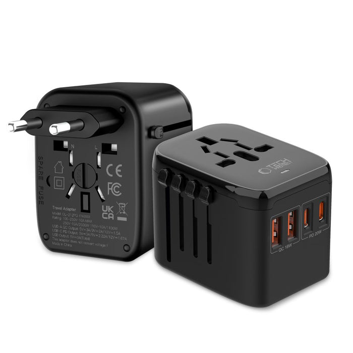 Tech-Protect TA200 EU / UK / US / AU adapter - black