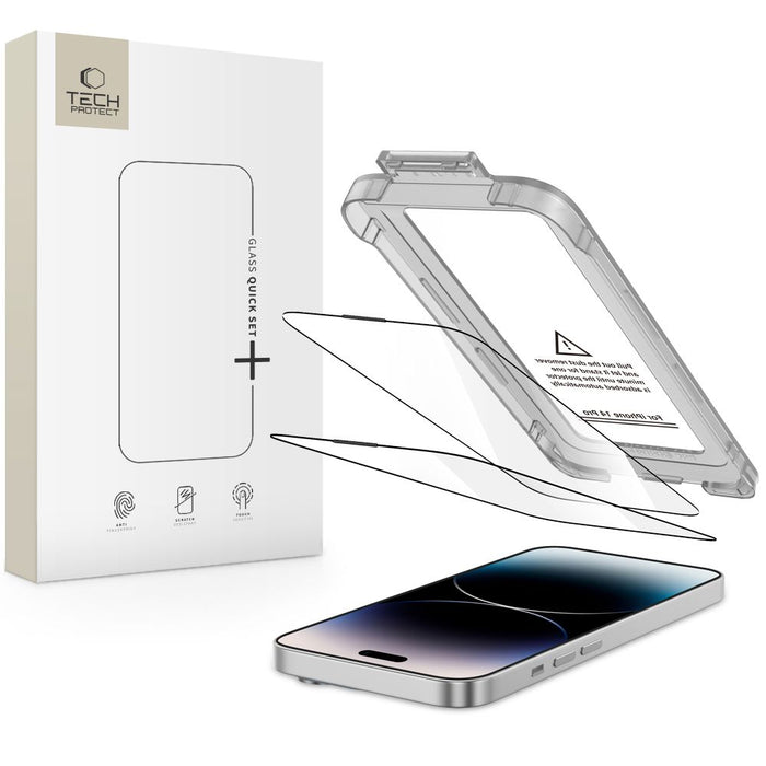 Tech-Protect Quick Set+ 2-pack tempered glass for iPhone 14 Pro - black