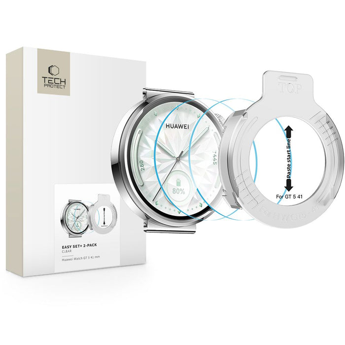 Tech-Protect Easy Set+ 2-pack tempered glass for Huawei Watch GT 5 41 mm - transparent