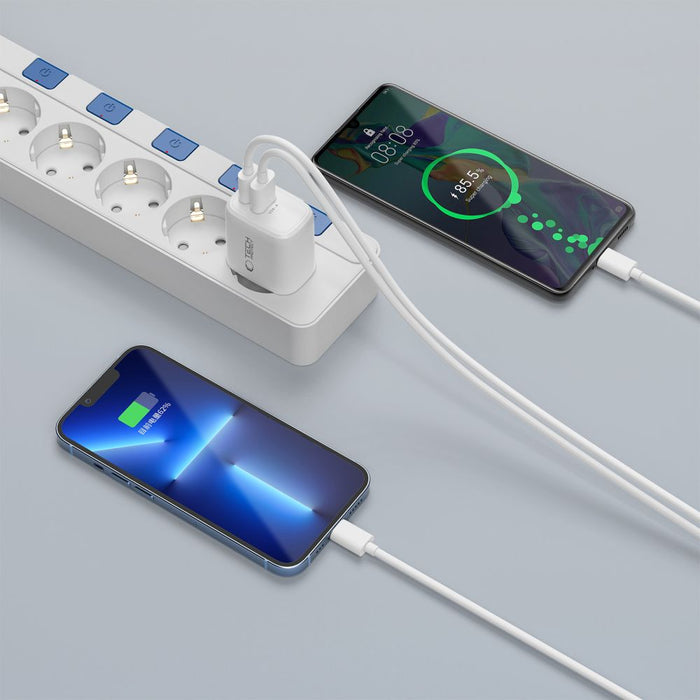 Tech-Protect NCA20 PD 20W QC3.0 USB-A / USB-C Wall Charger - White