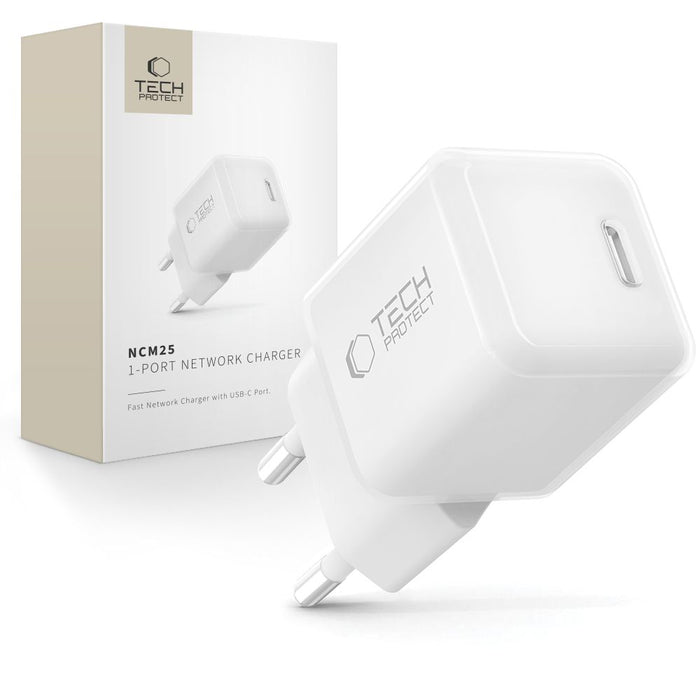 Tech-Protect NCM25 USB-C PD 25W Wall Charger - White