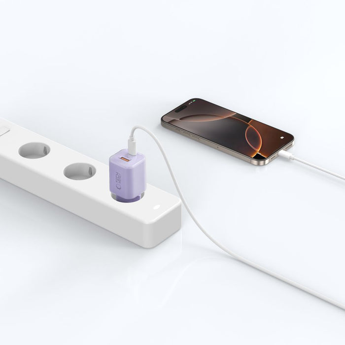 Tech-Protect NCM33 PD 33W QC3.0 USB-C / USB-C Wall Charger - Purple