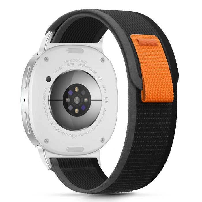 Tech-Protect Nylon Stripe Strap for Samsung Galaxy Watch 40/44/46 mm - Black and Orange