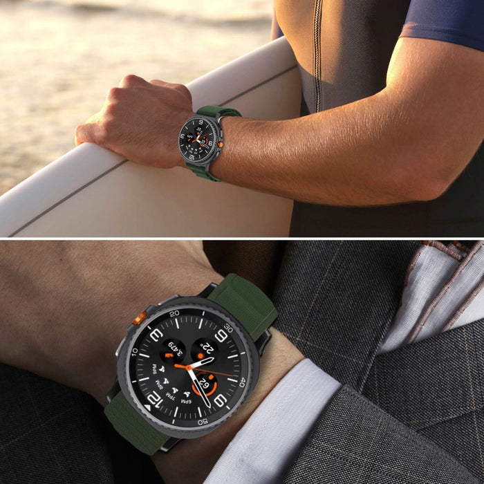 Tech-Protect Nylon Stripe Strap for Samsung Galaxy Watch 40/44/46 mm - Green