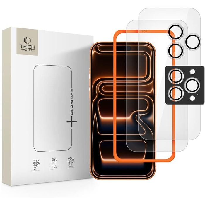 Tech-Protect Easy Set+ 3-pack tempered glass for iPhone 16 Pro / 17 Pro - transparent