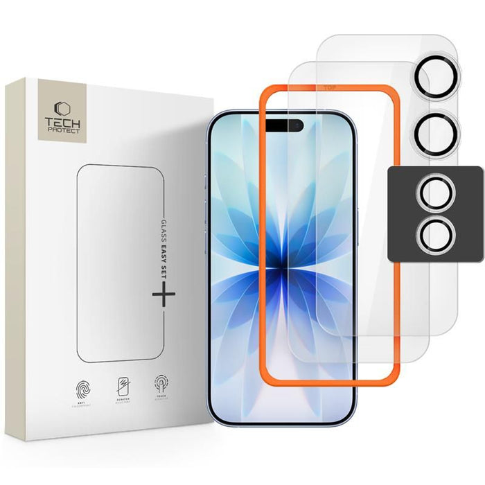 Tech-Protect Easy Set+ 3-pack tempered glass for iPhone 17 - transparent