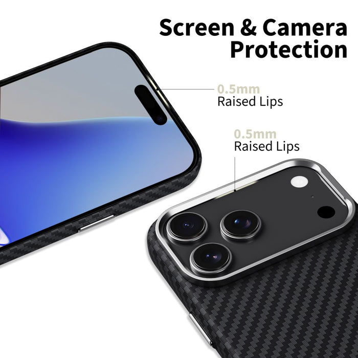 Tech-Protect Ion Carbon MagSafe case for iPhone 17 Pro - black and silver