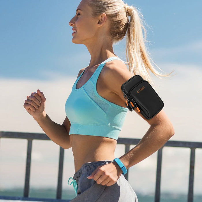 Tech-Protect M7 Universal Sport Armband Case - Black and Orange