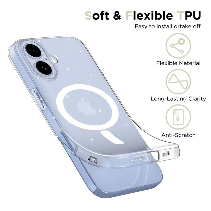 Tech-Protect FlexAir MagSafe Case for iPhone 17 - Clear Glitter