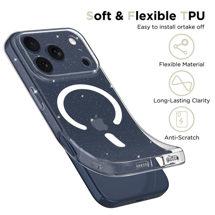 Tech-Protect FlexAir MagSafe Case for iPhone 17 Pro Max - Clear Glitter