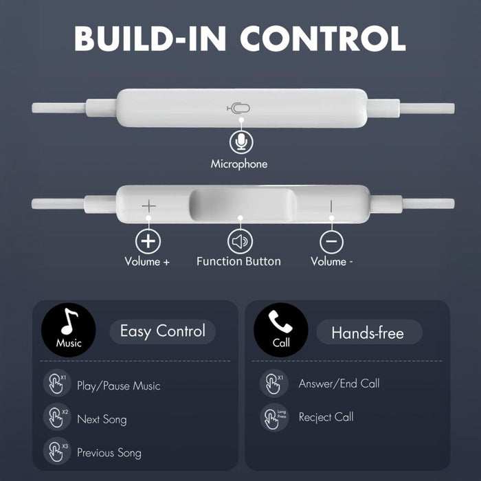 Tech-Protect Ultraboost Core G2 Mini Jack Headphones - White