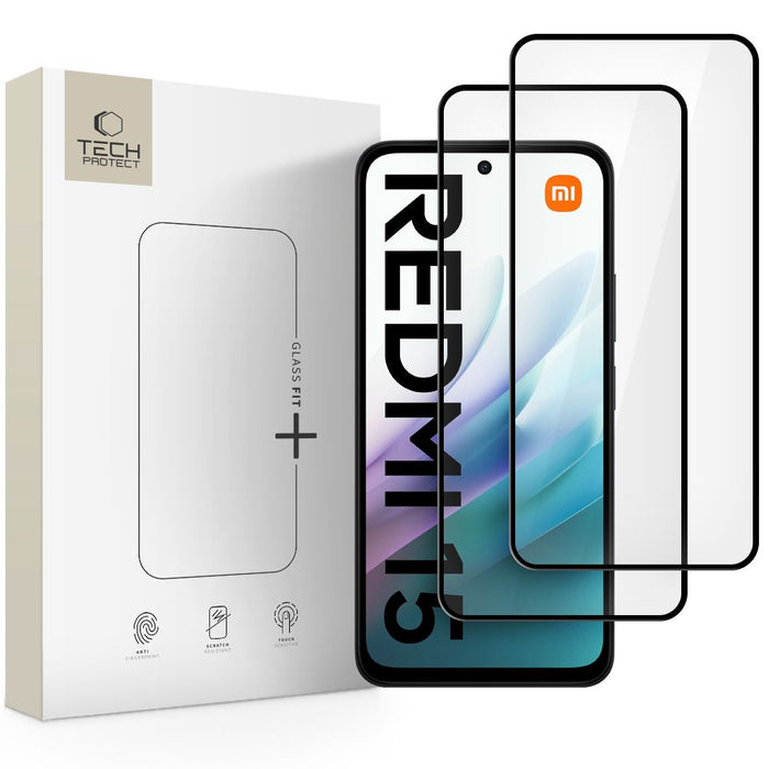 Tech-Protect Glass Fit+ 2-pack tempered glass for Xiaomi Redmi 15 4G / 5G - black