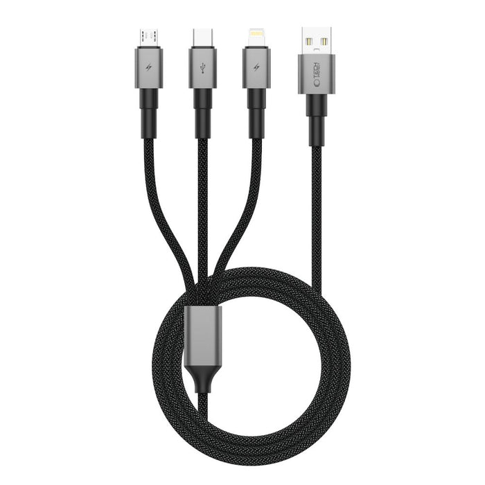 Tech-Protect UltraBoost DNA 3in1 USB-C / Micro-USB / Lightning cable 120 cm - gray