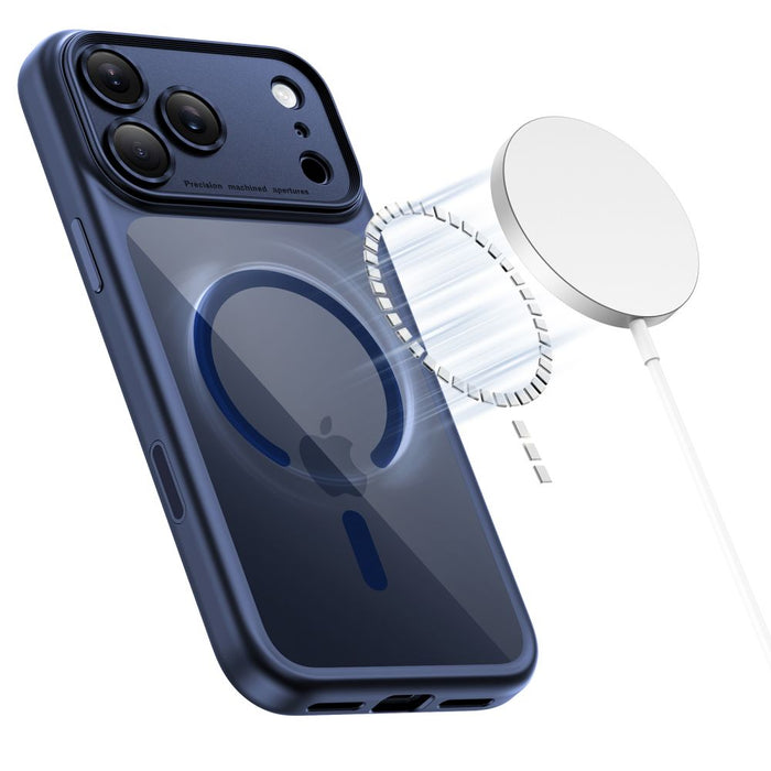 Tech-Protect Magpeak Magsafe CC Case for iPhone 17 Pro Max - Clear Navy Blue