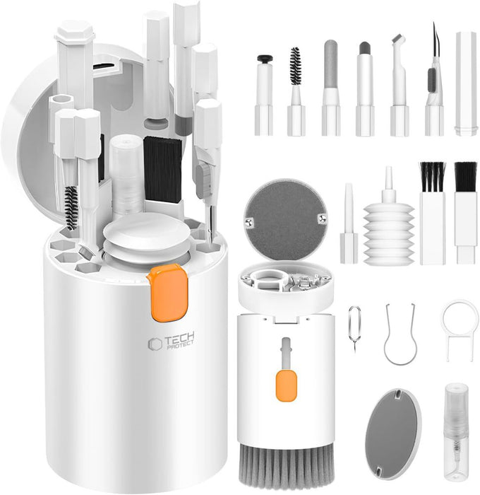 Tech-Protect 20-in-1 Multifunctional Cleaning Kit for Phone, Tablet, Laptop, and Headphones - White