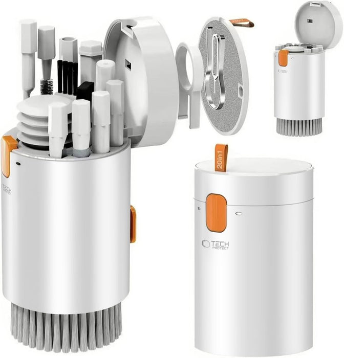 Tech-Protect 20-in-1 Multifunctional Cleaning Kit for Phone, Tablet, Laptop, and Headphones - White