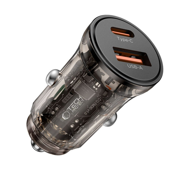 Tech-Protect CC01 30W 2-Port USB-A / USB-C Car Charger - Black