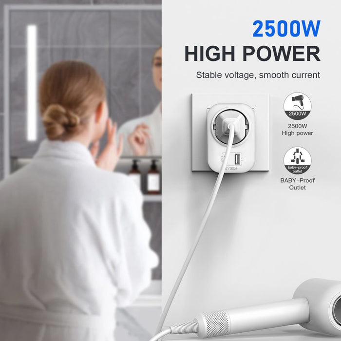 Tech-Protect TA100 UK Adapter - White