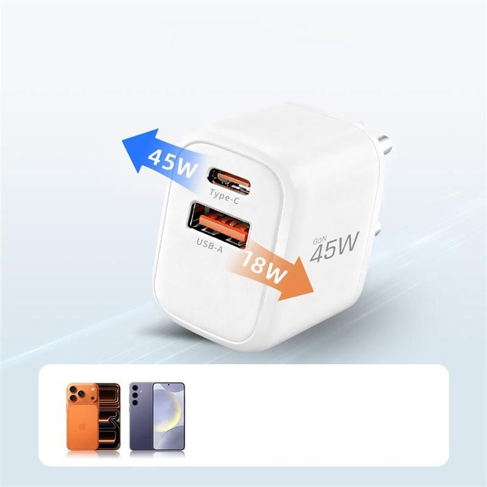 Tech-Protect NCA45W-GAN 2-Port 45W Wall Charger - White