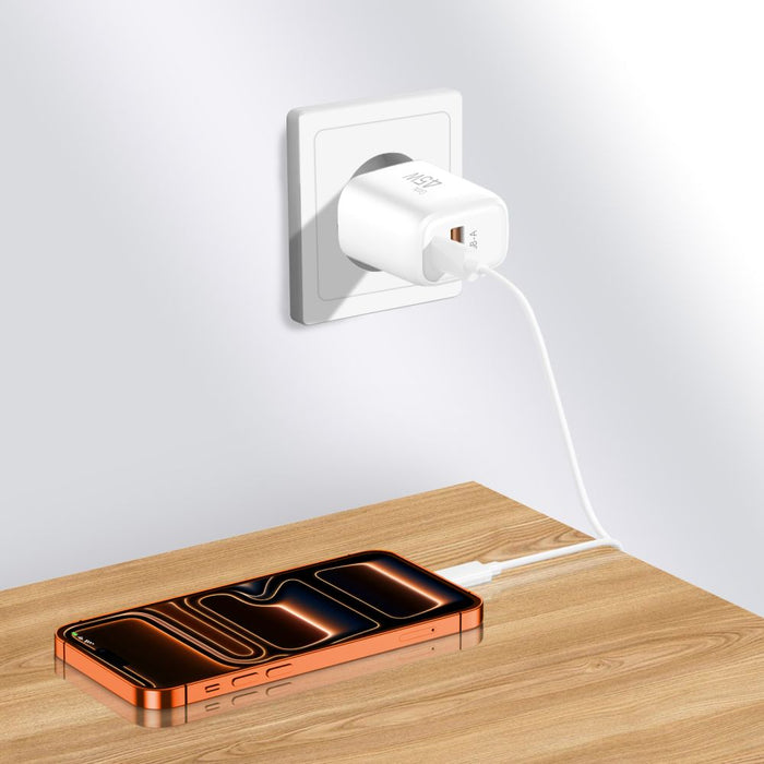 Tech-Protect NCA45W-GAN 2-Port USB-C / USB-A 45W Wall Charger - White