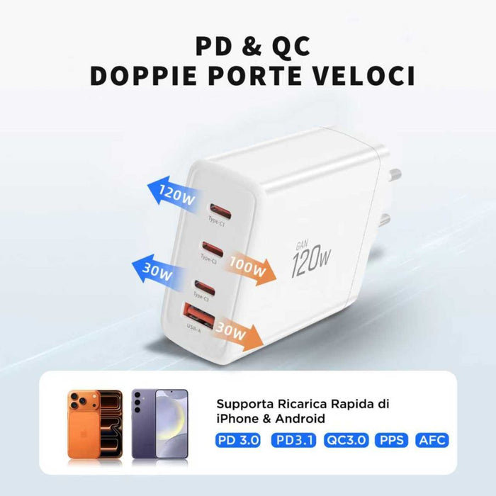 Tech-Protect NC120W-GAN 4-Port 120W Wall Charger - White