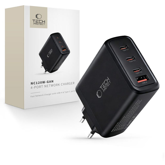 Tech-Protect NC120W-GAN 4-Port 120W Wall Charger - Black