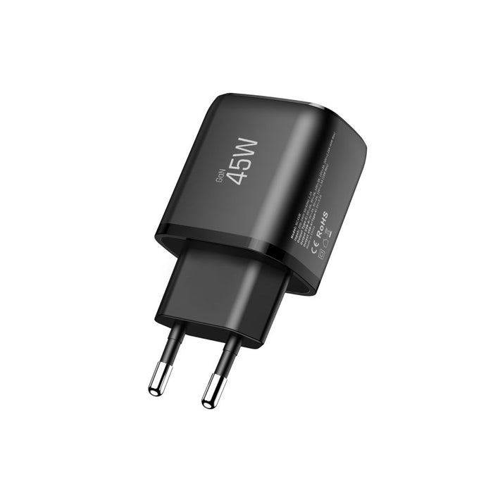 Tech-Protect NCA45W-GAN 2-Port 45W Wall Charger with USB-C Cable - Black