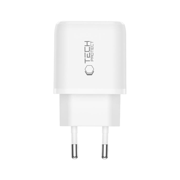 Tech-Protect NCA45W-GAN 2-Port 45W Wall Charger with USB-C Cable - White