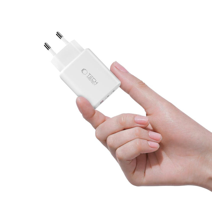Tech-Protect NCA65W-GAN 3-Port 65W Wall Charger - White