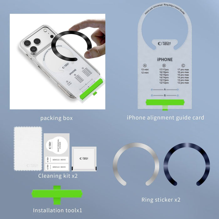 Tech-Protect MMP-210 MagSafe 2-Pack Magnetic Ring - Silver / Navy Blue
