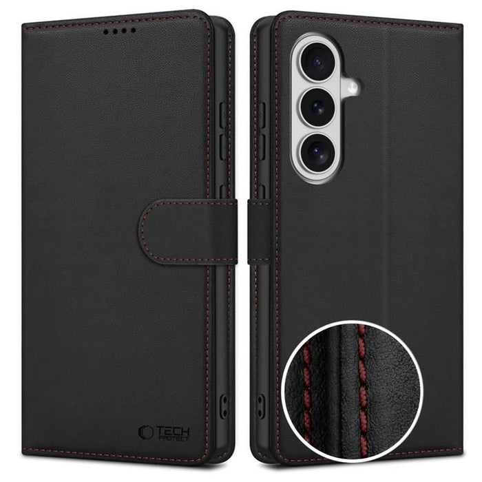 Tech-Protect Wallet Case for Samsung Galaxy S26 - Black and Red