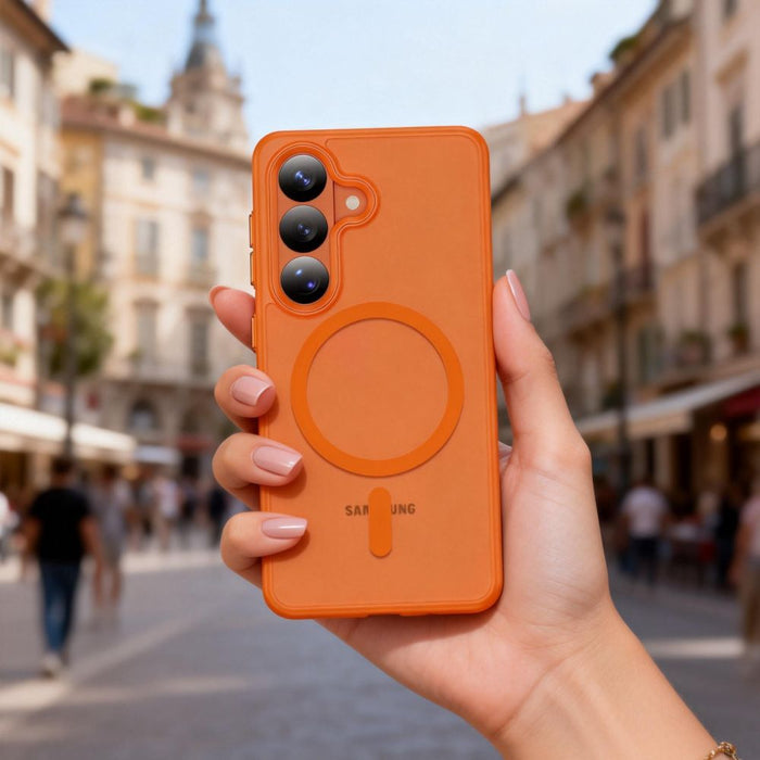 Tech-Protect Magmat MagSafe Case for Samsung Galaxy S26 - Orange Matte