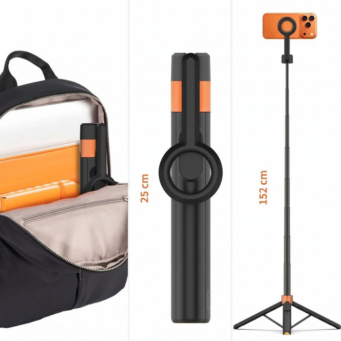 Tech-Protect L10S Bluetooth Selfie Stick Tripod - Black and Orange