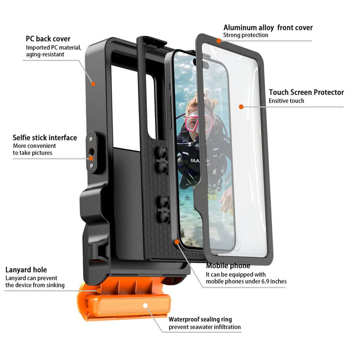Tech-Protect IPX8 Pro Waterproof Phone Case - Orange and Black